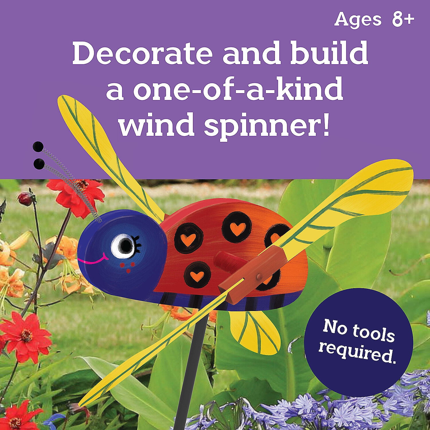 MindWare Make Your Own Ladybug Wind Spinner Wood Craft Kit, Build & Decorate for Ages 8 & Up