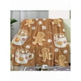thumbnail image 6 of Cozy Flannel Christmas Blanket with Gingerbread & Hot Cocoa Print, Soft Warm All-Season Throw for Sofa Bed Car Camping, Holiday Gift with Retro Plush Fabric, 6 of 10
