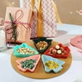 thumbnail image 4 of Rotatable Christmas Tree Snack Tray Set - 5 Compartment Appetizer Platter for Candy, Nuts, Dried Fruits, Holiday Party Serving with Bamboo Base, 4 of 5