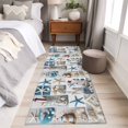 thumbnail image 3 of Summer Nautical Runner Rugs 2x6 ft Starfish Shell Lighthouse Fishing Net Washable Hallway Rugs Non-Slip Floor Mats Absorbent Carpet Bedside Runners for Bedroom Kitchen Bathroom Laundry Room, 3 of 9