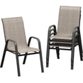 thumbnail image 1 of Patio Furniture Patio Chairs Set of 4, Outdoor Stackable Dining Chairs with Textilene Fabric, All Weather Deck Stacking Chairs with High Back for Backyard Poolside Garden Balcony, Brown, 1 of 1