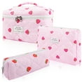 thumbnail image 5 of 3Pcs Cotton Quilted Makeup Bag Set,Large Floral Cosmetic Bag，Aesthetic Toiletry Travel Makeup Bag Set and Cute Flower Bag for Women Girls, 5 of 6