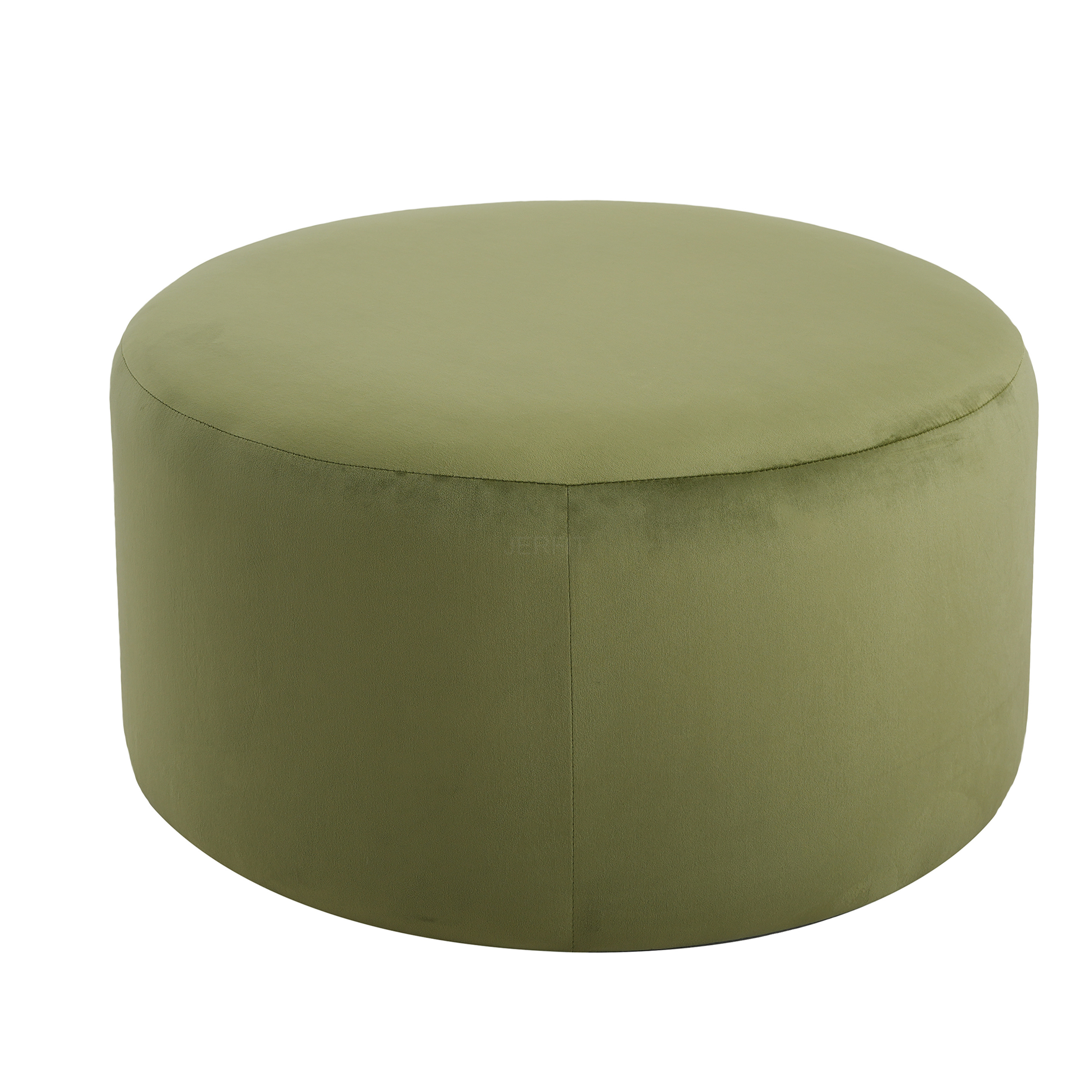 JERFIT Round Velvet Ottoman Pouf Footrest, Olive Green Velour Tufted Storage Stool for Living Room, Modern Accent Seating