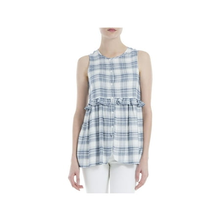Rayon Woven Shirt - Max Studio Womens Woven Plaid Casual Top