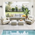 thumbnail image 2 of Ovios Patio Furniture Set 8 Pieces Patio Conversation Seating All-Weather Rattan Wicker Outdoor Sectionals with Swivel Rocking Chair for Backyard, 2 of 9