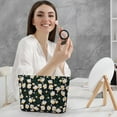 thumbnail image 5 of Soda Candy 2 PCS Makeup Bag Large Cosmetic Bag with Small Makeup Pouch, Daisy Embroidery Craft Travel Toiletry Bag for Women, 5 of 6