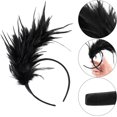 thumbnail image 3 of Diadema de plumas de los años 20, diadema estilo flapper de los años 20, diadema clásica vintage, tocado de boda para fiesta temática, diadema de plumas (negro), 3 of 5