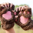 thumbnail image 4 of Yoetaun Women Girls Lovely for Claw Thick Half Fingerless Gloves y Plush, 4 of 9