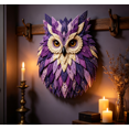thumbnail image 4 of Fabric Patchwork Owl Wall Hanging DIY Craft Kit Multi‑Layer Cloth Material Set for Assembling Vintage Textured Owl Art Piece for Indoor Wall Decoration (Purple), 4 of 7