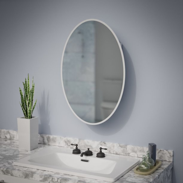Oval Wall Mounted Medicine Brushed Stainless Steel Bathroom