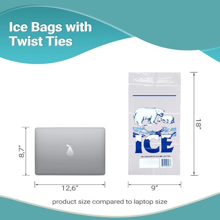 8 lb. Ice Bags with Ice Print and Handle - 1000/Case