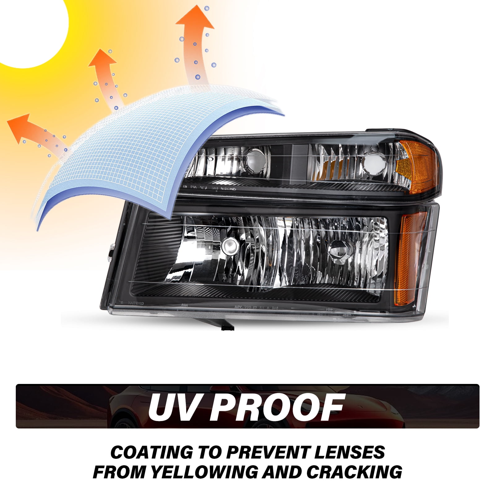 BRYGHT-Black Headlights For 2004-2012 Chevy Colorado/GMC Canyon 4pcs Headlamps 04-12