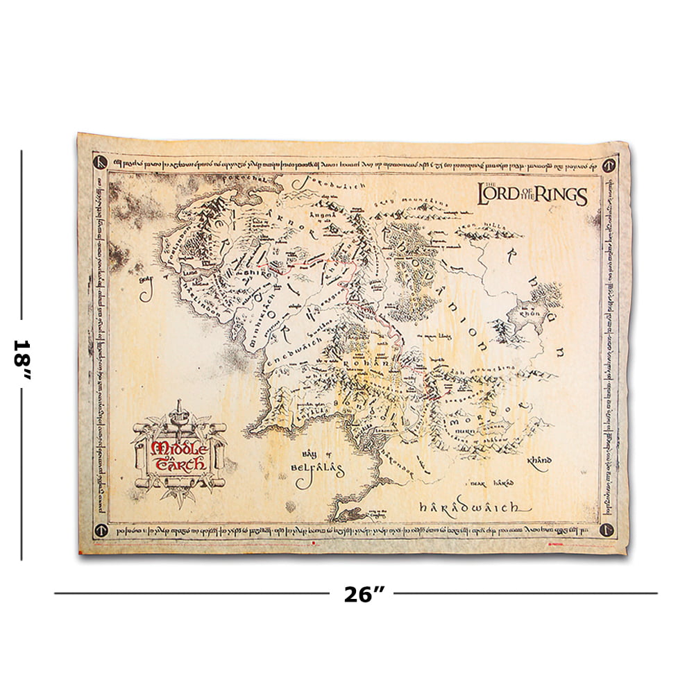 MIDDLE EARTH MAP 26" x 18" VINTAGE PARCHMENT POSTER THE LORD OF THE RINGS 
