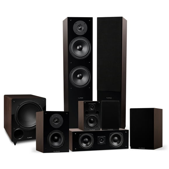 Fluance Elite High Definition Surround Sound Home Theater 7.1 Speaker System including Floorstanding Towers, Center Channel, Surround, Rear Surround Speakers, and DB10 Subwoofer - Walnut (SX71WR)