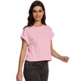 thumbnail image 2 of Women's Crew Neck Short Sleeve T Shirt Summer Casual Loose Workout Top, 2 of 6