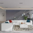 thumbnail image 2 of Sectional Sofa Set, Faux Vegan Leather, White, Modern Contemporary Urban Design, Living Lounge Room Hotel Lobby Hospitality, 2 of 10