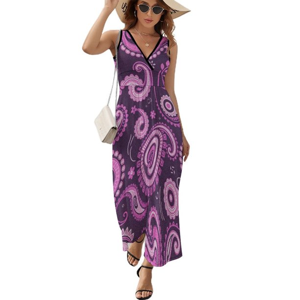 Paisley Print Vestido Sin Mangas Vestidos Para Mujer, Vestido Suelto De Verano 2025