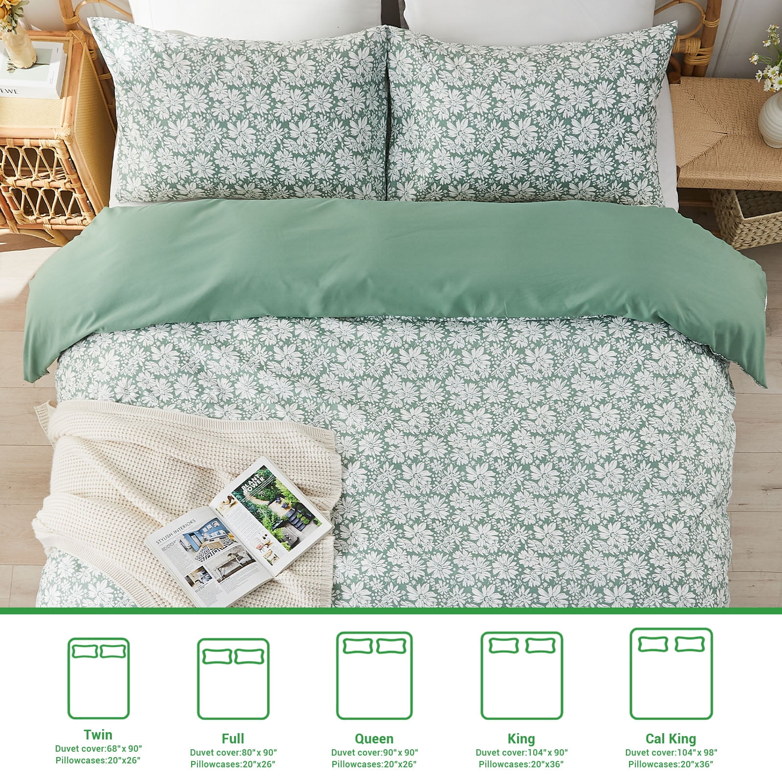Gogreen Twin Duvet Cover Set, Soft & Breathable Microfiber 3 Pieces Twin Bedding Sets, Pattern Twin Comfy Duvet Cover Set, with Zipper Closure (Twin)