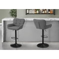 thumbnail image 2 of Monarch Specialties - Barstool, Set Of 2, Adjustable, Swivel, Bar Height, Counter Height, Kitchen, Grey Fabric, Black Metal, Contemporary, Modern, 2 of 5