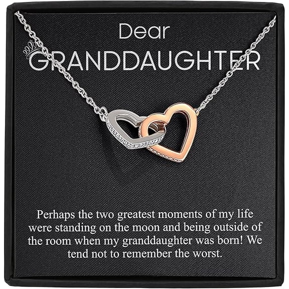 Interlocking Heart Necklace Personalized Mother's Day Granddaughter Gift, Mothers Day Necklace from grandmother, Mothers Day Jewery Gift, Mothers Day Gift Card