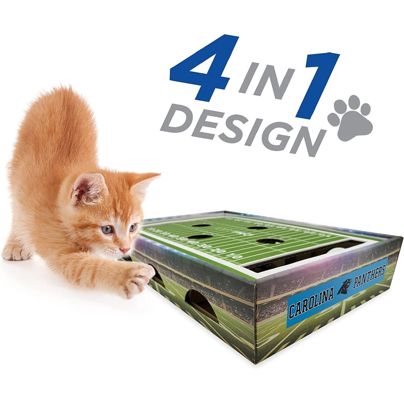 Pets First NFL Carolina Panthers Cat Scratcher Box Football Field Designed Cat Scratcher & Lounge