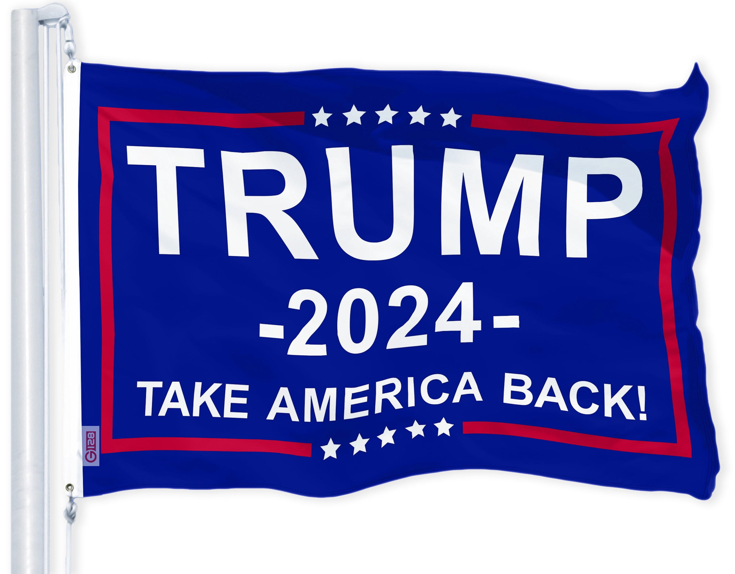 G128 Combo Pack: USA American Flag & 2024 "Take America Back" Blue Flag 3x5 FT Printed 150D Polyester