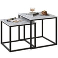 thumbnail image 6 of Coffee Table Set of 2, Modern Glass Nesting Table, Metal Frame Square Center Table Set, Side Tables, Nesting Coffee Table for Living Room, Bedroom and Small Spaces, 19.7in Black, 6 of 6