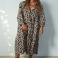 thumbnail image 2 of Robe de Soirée Ample à Imprimé Géométrique pour Femmes avec Manches Longues, 2 of 9