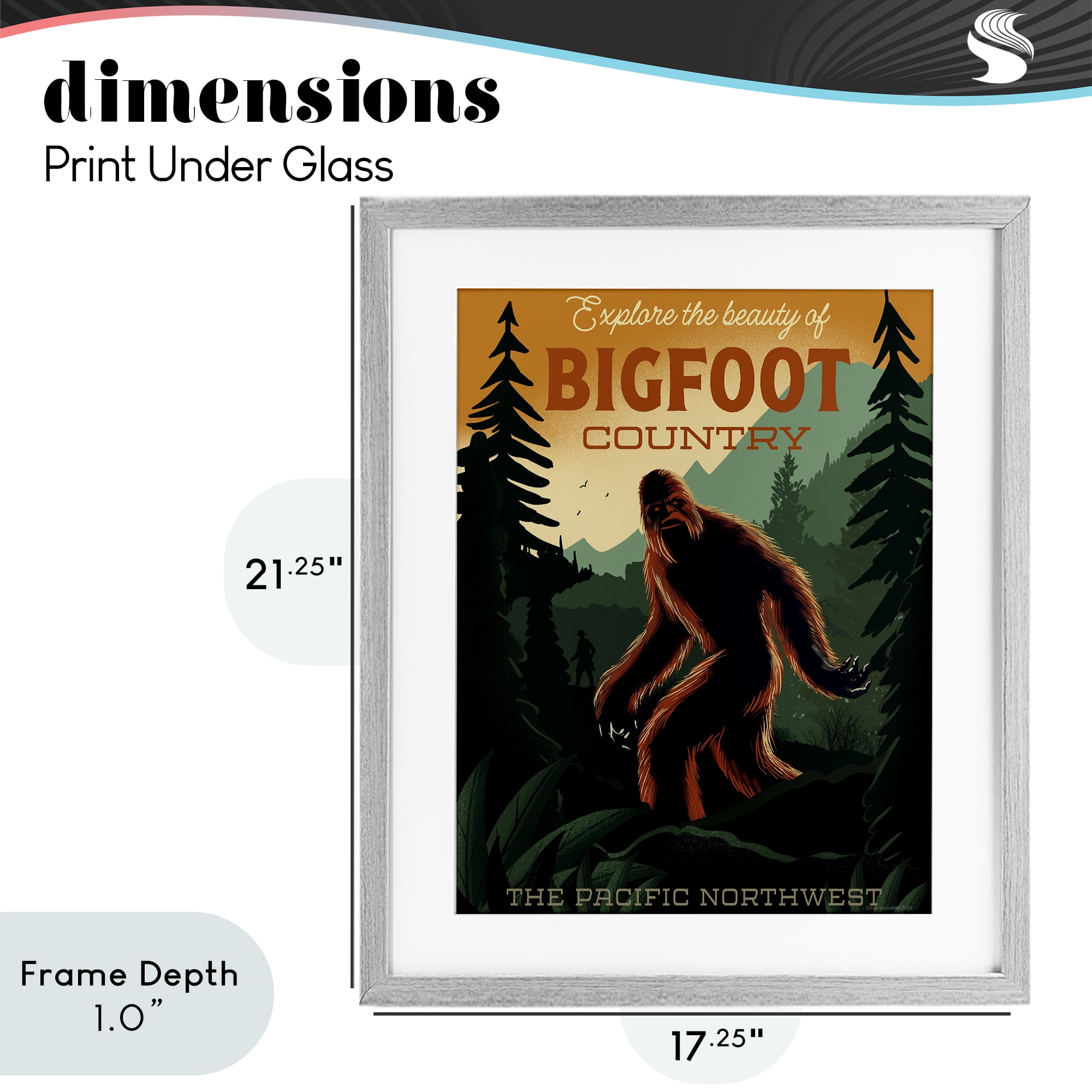 Stupell Industries Cryptid Tourism Wildlife Gray Framed Print Under Glass, design by Omar Escalante