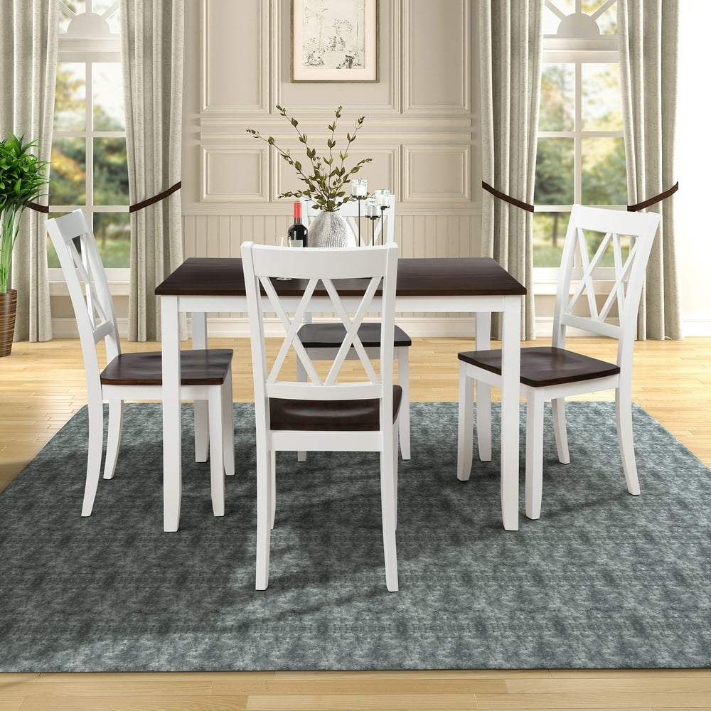 TOYOSUN 5-Piece Dining Table Set Home Kitchen Table and Chairs White ...