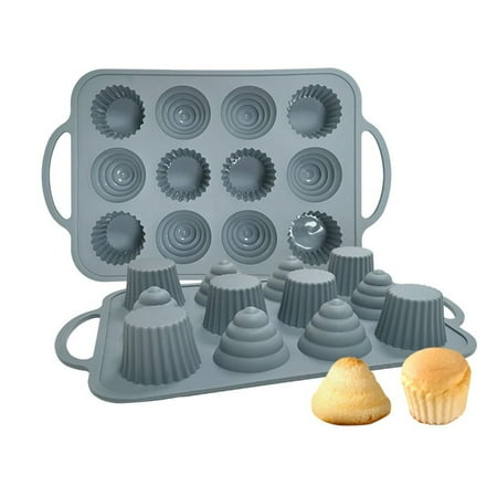

12 Cavity Christmas Tree Muffin Cup Cake Silicone Mold Cake Cup Mold Ice Cube Molds Cupcake Cake Muffin Mold GREY