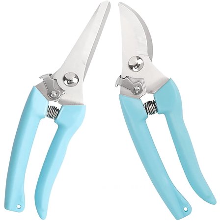 Premium Garden Scissors  Professional Pruning Shears For Gardening  Hand Pruners  Cutting Bonsai  Shrub  Hedge  Weed  Flower  And Tree  7.5-inches 2-pack Durable White Garden Clippers 2pcs