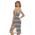 thumbnail image 2 of Geometric Mardi Gras Pattern Printed Cross Back Cami Dress, Mardi Gras Fashion Summer Maxi Sexy Casual Dress For Women, 2 of 4