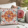 thumbnail image 2 of Dalrosia Boho Pillow Covers Carpet Pattern Decorative Pillow Cover Retro Rust Floral Throw Pillow Covers Linen Decorative Pillow Covers for Couch Living Room Sofa, 18X18 in, 2 of 6