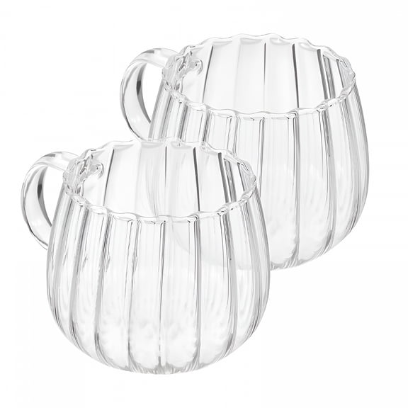 ACDANC 2 Pcs Glass Pumpkin Cups Glasses Vintage Decor Office Clear Cocktail Mug Pumpkin Mug Glass Mugs