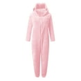 thumbnail image 4 of Cethrio Girls Winter Pajama Sets Size 14-16, Long Sleeve Zipper Fleece One-piece Sleepwear for Girl Pink, 4 of 6
