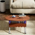 thumbnail image 5 of MIDOQIN  27.6" Round  Coffee Table for Living Room, Modern Wooden Coffee Table with Metal Frame & Multi-Color Lighting Center Table, 5 of 16