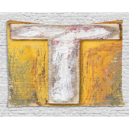 Letter T Tapestry, Wooden Alphabet Block Uppercase T Worn ...