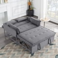 thumbnail image 3 of Gewnee 46" Convertible Sleeper Sofa Bed Velvet Futon Couch,Pull-Out Bed,Modern Loveseat for Living Room,Apartment,Small Space ( Light Gray ), 3 of 11