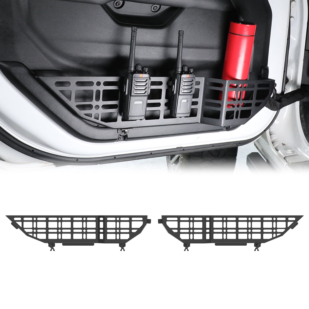 Front Door Pocket Storage Molle Panel Kit for Jeep Wrangler JL 2018-2025,for 2020-2025 Jeep Gladiator JT Steel Plate Material,Snap-In Design,Black Textured Powder Coat