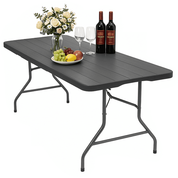 SUGIFT 6ft Folding Table Plastic Foldable Table for Indoor/Outdoor Use