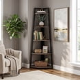 thumbnail image 2 of Fnova 71" 5-Tier Industrial Corner Ladder Shelf, Modern Corner Bookshelf, Compact Bookcase, Plant Stand for Living Room, Kitchen, Home Office, 2 of 14