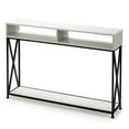 thumbnail image 1 of Gymax Table Console avec Étagère Ouverte et Compartiments de Rangement Cadre en Acier Blanc, 1 of 9