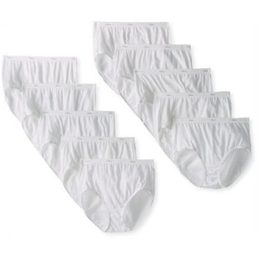 Hanes Women's Cotton Brief Panties Multi-Packs, 10 Pack - White, 10