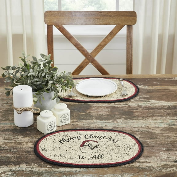 VHC Brands Jolly Ole Santa Jute Oval Placemat 10x15