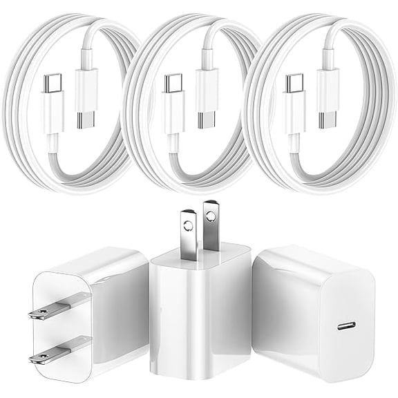 xixishop Charger, 3Pack 20W USB C Chargers Fast Charging with 6FT USB C to USB C Cable