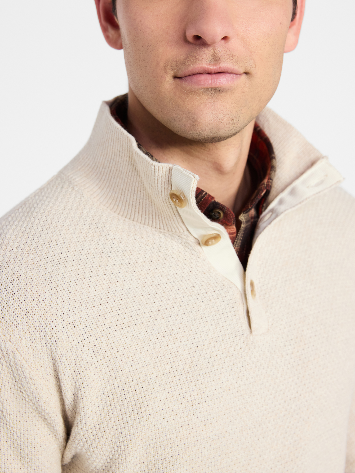 George Men's & Big Men's Button Mock Neck Sweater with Long Sleeves, Midweight, Sizes S-3XL