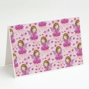 Watercolor Fairy Princess on Pink Greeting Cards and Envelopes Pack of 8