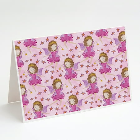 Watercolor Fairy Princess on Pink Greeting Cards and Envelopes Pack of 8
