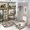 Rustic Bear Deer Patchwork Cabin, variant on 4PCS Nature Brown Bear River Mist Woodland Shower Curtain Set 72W X 72L, Rustic Pine Tree Mountain Print Bathroom Decor, Toilet Lid Cover Non-Slip Rugs and U-Shaped Mat Set 12 Hooks